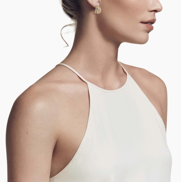 18K David Yurman Diamond Heart Yellow Gold Shrimp Earrings - Picture 2 of 4